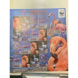 Bahamas Stamp Sheet Featuring Caribbean Flamingos By WWF